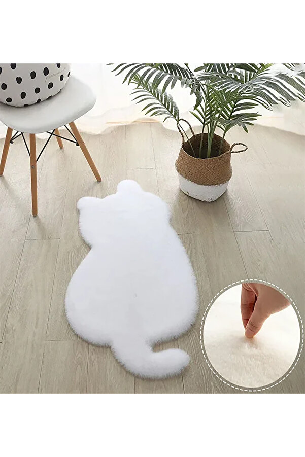 ALgorand Home Sevimli kedi şekilli halı kabarık peluş süper yumuşak kız odası salon kanepe kaymaz halı