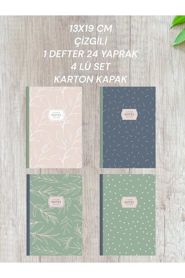 SEYFİKİRTASİYE-13X19 CM STRIPED NOTEBOOK SET 1 NOTEBOOK 24 PAGE SET OF 4 CARDON COVER SHARP COLOR 1