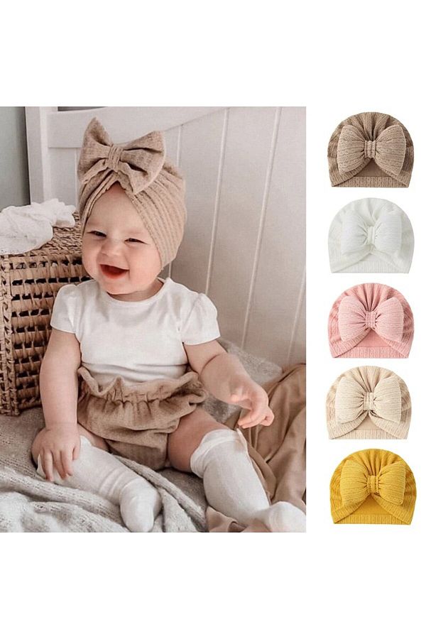 Choice Cute Bowknot Baby Turban Hat Soft Newborn Baby Girls Indian Cap Solid Color Infant Boys Cap Beani. Trendyol
