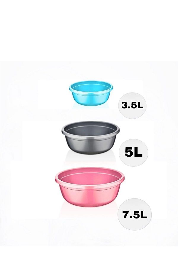 TAKYAKA-3-Piece Colorful Dough Basin Set Without Lid 3.5 LT-5 LT- 7.5 LT 1