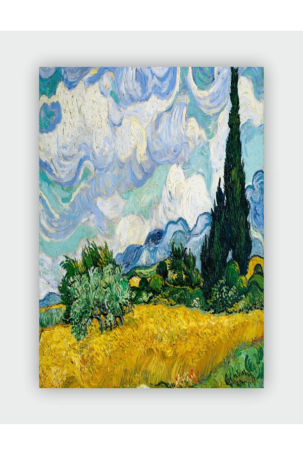 fırsatlar diyarı-Vincent Van Gogh Duar Poster - Wheat Field with Cypress Tree, Thick Paper, Unframed 1