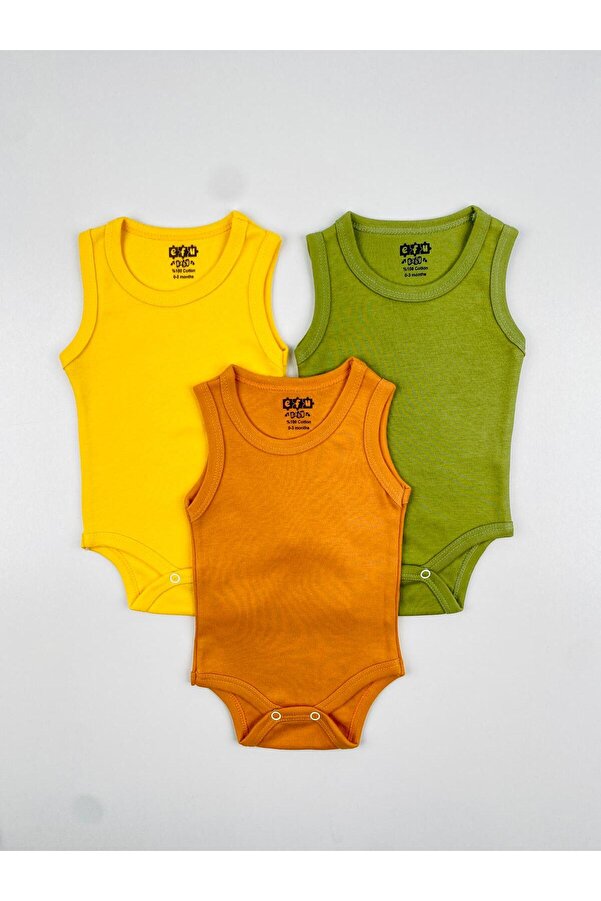 EFU BABY 3'lü %100 Pamuklu Penye Bebek Atlet Body