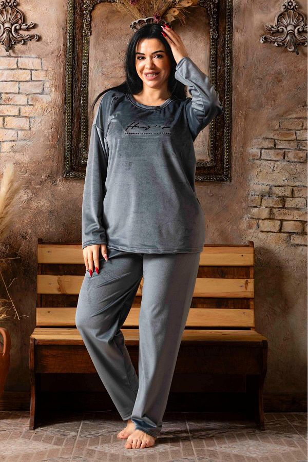 Mutlu City Plus Size Super Soft Velvet Women s Pajamas Set200821 Trendyol