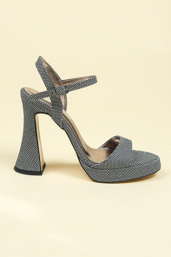 PATRON SHOES Glitter Mesh Single Band Platform Heels Trendyol