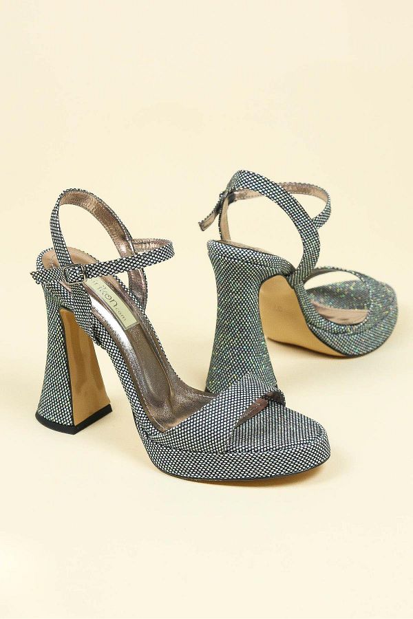 PATRON SHOES Glitter Mesh Single Band Platform Heels Trendyol
