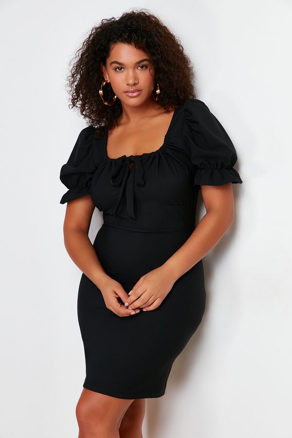 Trendyol Curve Black A Line Mini Woven Dress TBBSS24AH00017 Trendyol