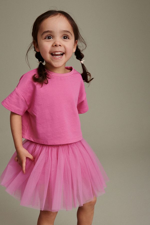Next Baby Cotton Pink T shirt Tutu Skirt Top and Bottom Set Trendyol