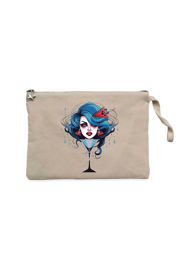 Z zepplin-Woman in Martini Glas Cream Clutch Lined Wallet / Handbag 1