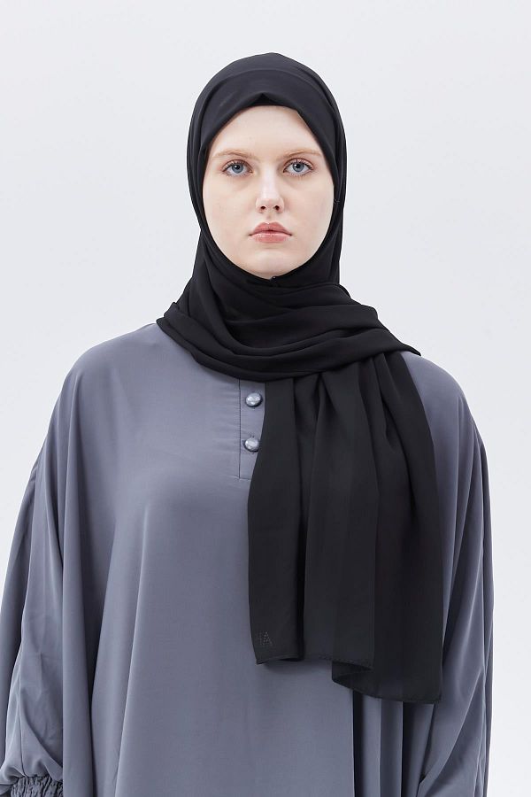 Altobeh-Plain Chiffon Shawl Black 1