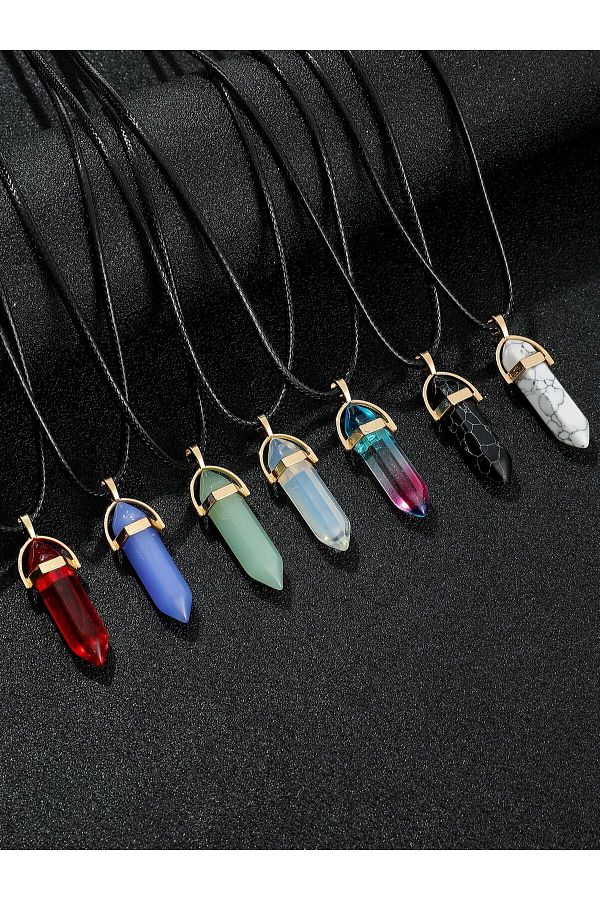 Hexagon stone necklace hotsell