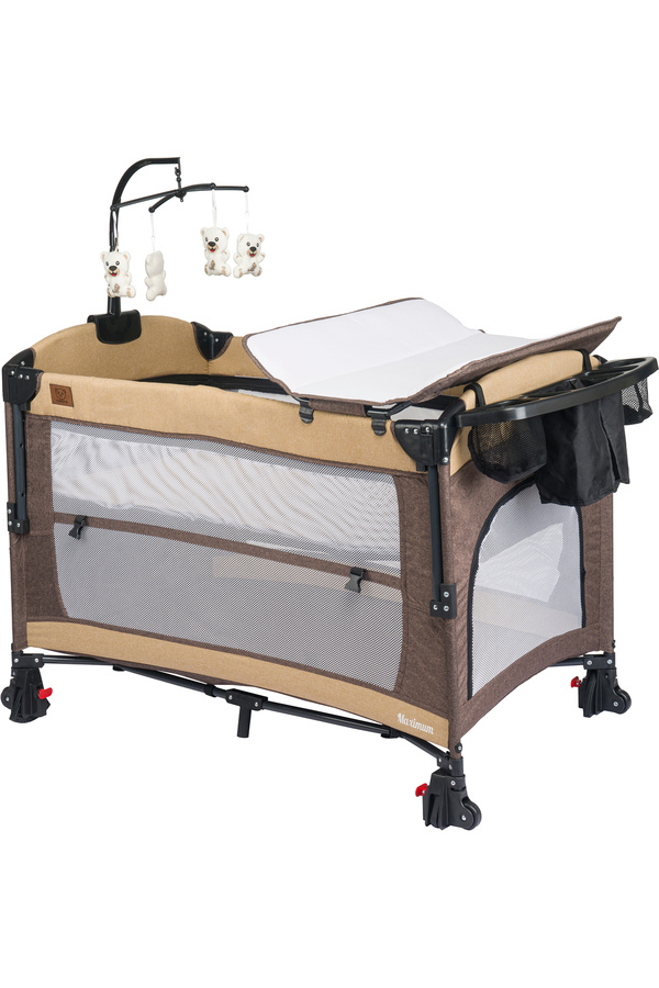 Mamma Maximum Anne Yanı Organizerli Dönenceli Cibinlikli Park Yatak Beşik 70 x 110 cm.