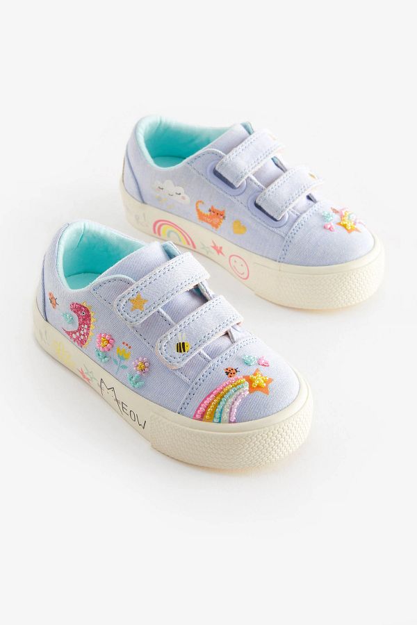 Next Baby Blue Rainbow and pink seashell bead embroidered girls shoes Trendyol