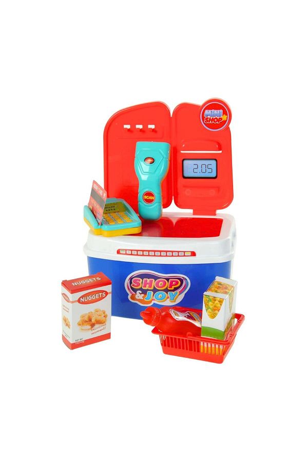 hak-iş oyuncak-مجموعة أدوات تسجيل النقدية من Minishop Toy Market مع حقيبة حمل 1