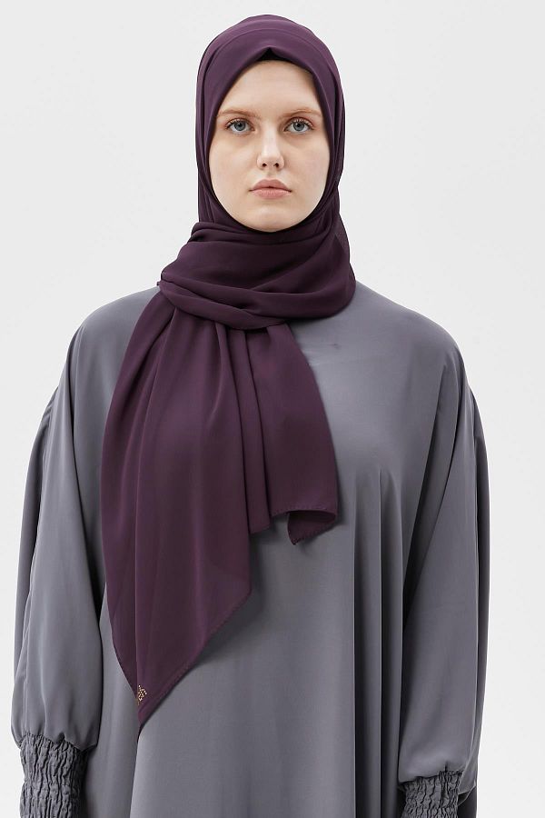 Altobeh-Plain Chiffon Shawl Plum 1