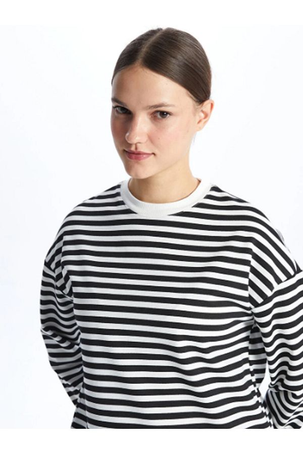 LC Waikiki Crew Neck Striped Long Sleeve Women s Sweatshirt Tunic Hijab Clothing Holiday S4EY27Z8 Trendyol