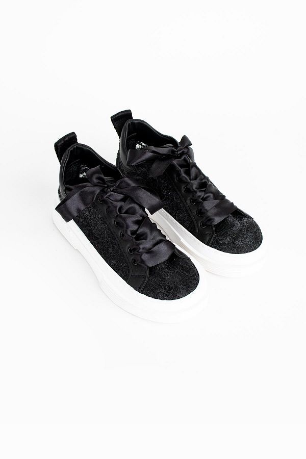 Lace fabric sneakers clearance