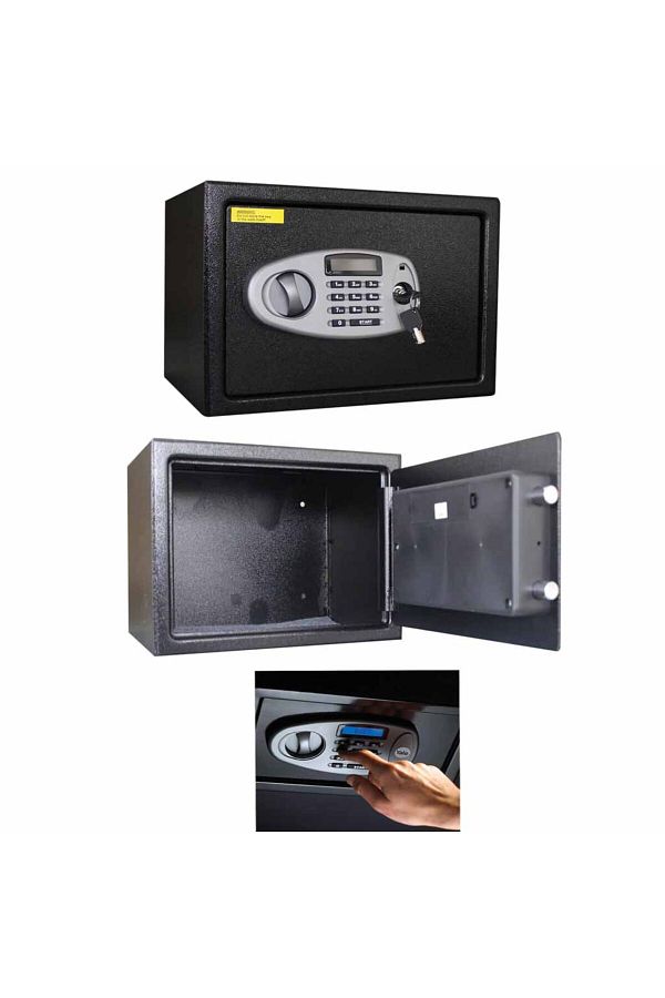 Yale-Small Size Safe with LCD Screen - Master Password - 2 Pieces of 6 Encrypted Keys - 20 x 31 x 20 cm - Black 1
