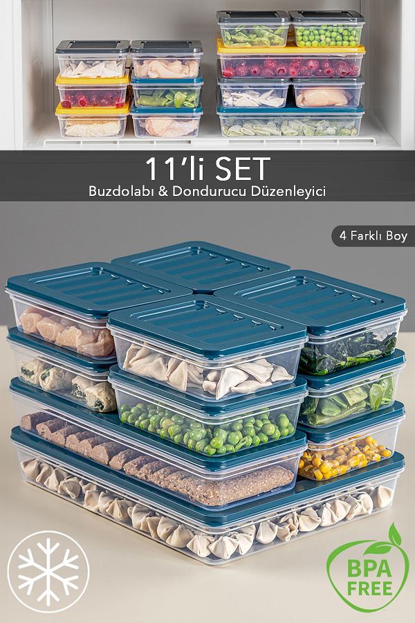 Meleni Home-11-Piece Microwave Compatible Storage Set - Food Container 1x2400ml 2x1170ml 8x600ml 1