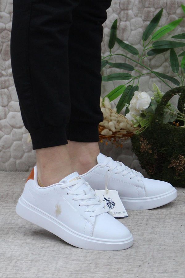 U.S. Polo Assn. US Polo AssnLinde White Orange Anatomical Original Product Sneaker Women s Shoes Trendyol
