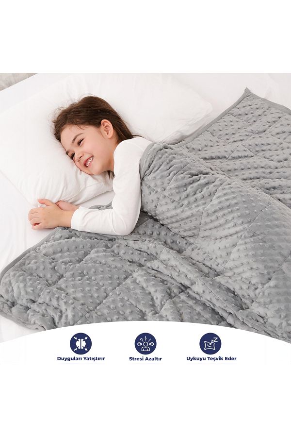 Terapise Super Soft Wellsoft Weighted Children s Quilt Blanket 3 kg Gray Reversible under 4 Trendyol
