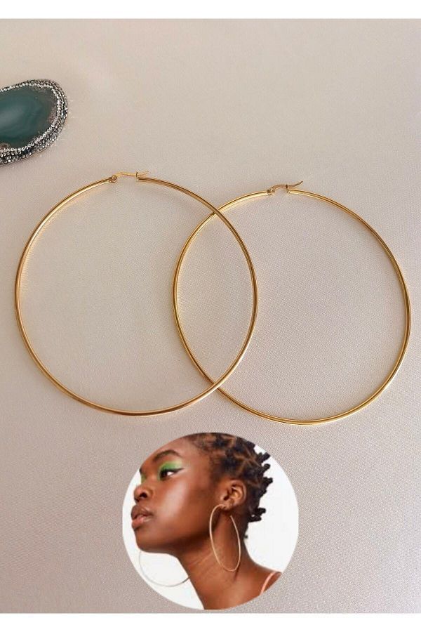 Bylin Stainless Steel Big Hoop Earrings Diameter 90 mm 9 cm 1 pair Trendyol
