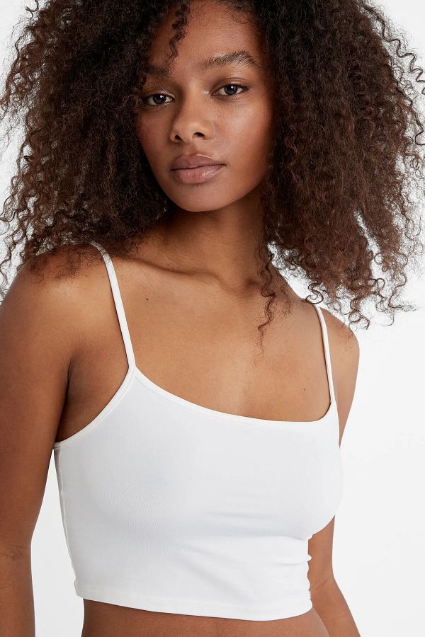 White thin strap crop top online
