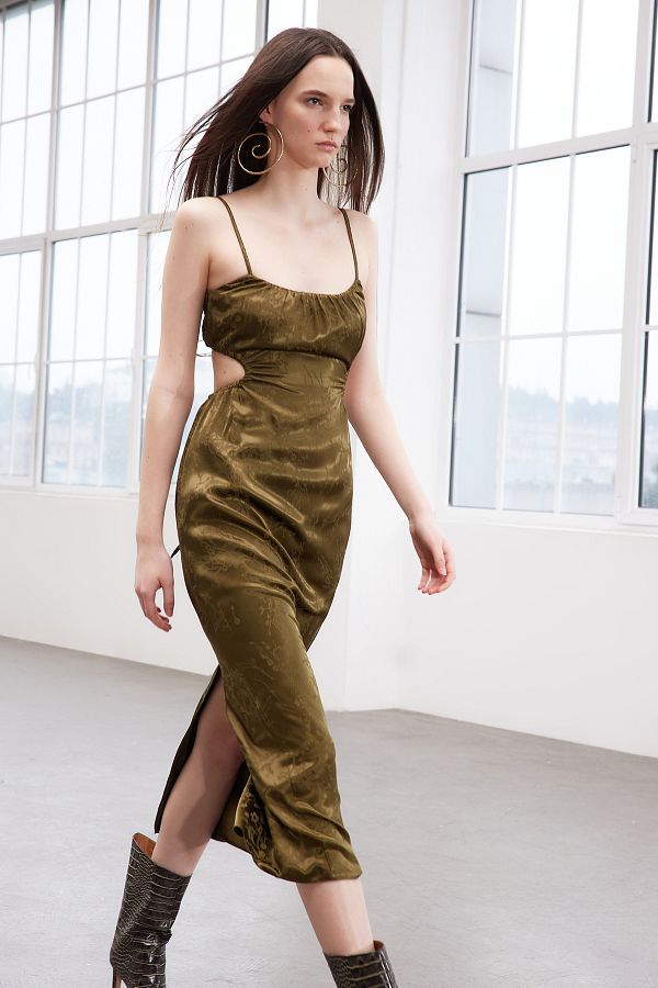 Khaki satin dress store