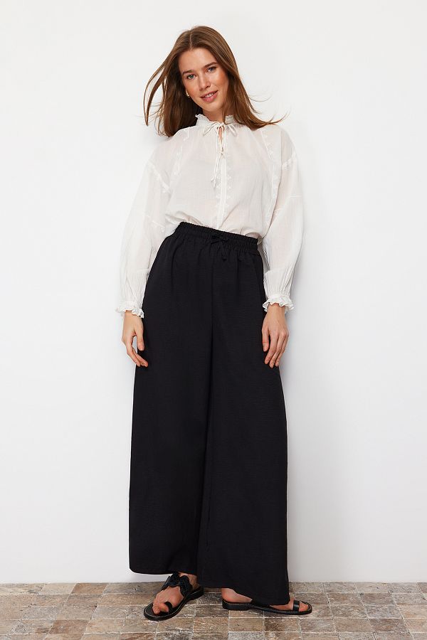 TRENDYOL MODEST Black Wide Leg Woven Trousers TCTSS22PL0240 Trendyol