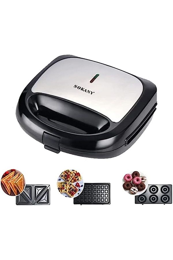 SOKANY-3 in 1 Multi-Purpose 750W Sandwich Maker, Waffle Maker, Donut Maker with Non-Stick Coating 1