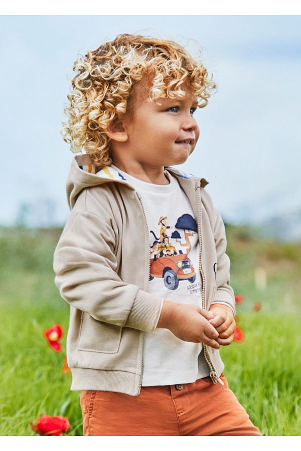 Mayoral 1448 BABY BOY CREAM HOODED CARDIGAN Trendyol