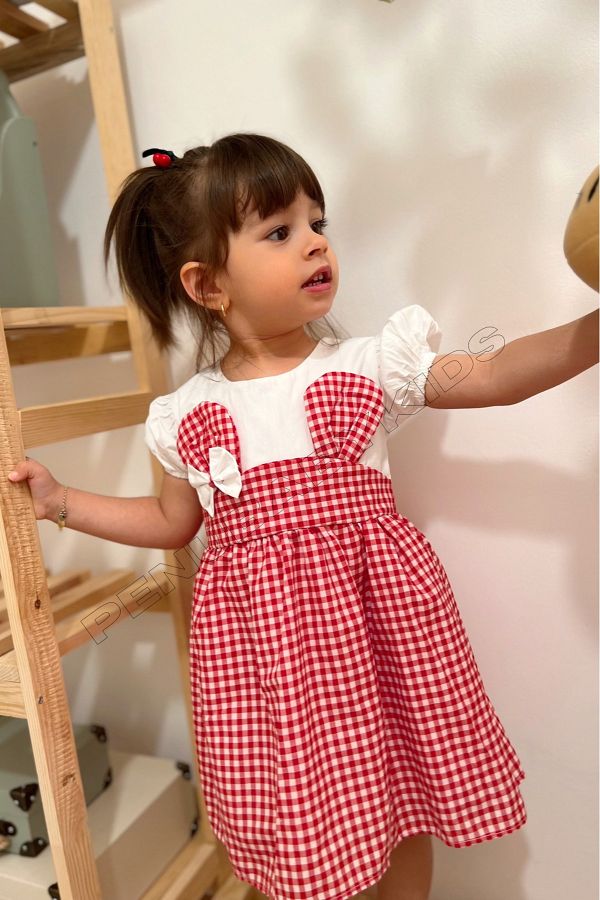 penu baby kids Red Rabbit Detailed Short Sleeve Baby Girl Dress Trendyol