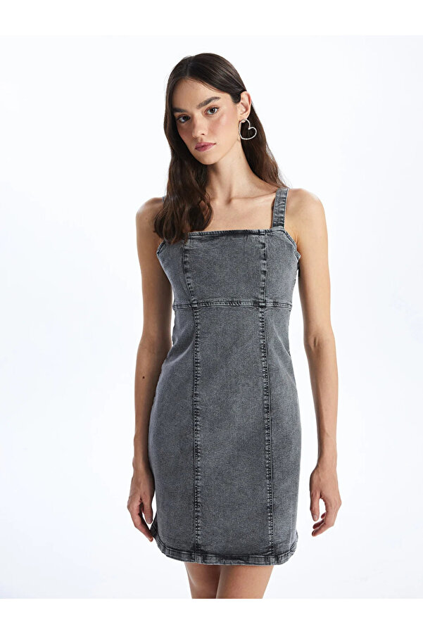 LC Waikiki Square Neck XSIDE Women's Jean Dress Straight Straps