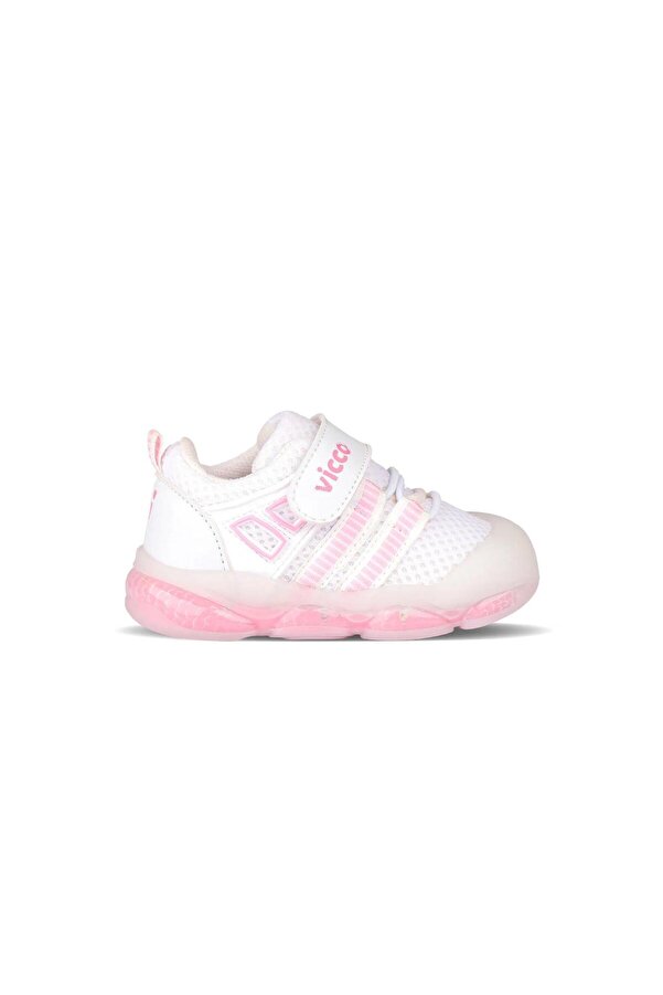 Vicco Orante Ortopedik Kız Bebek Beyaz/Pembe Işıklı Sneaker