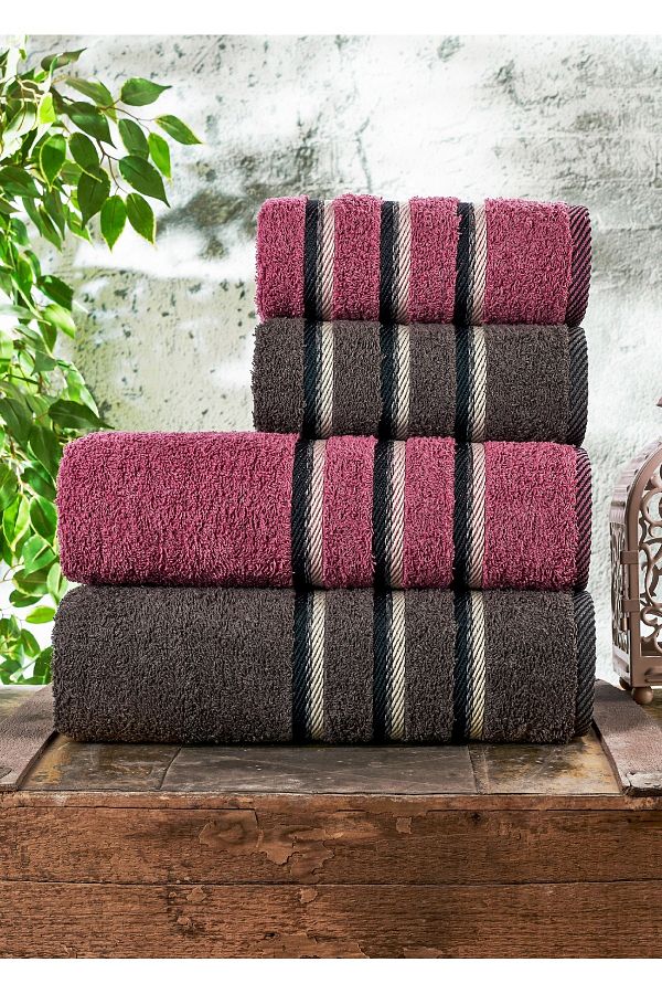 Evanora Almira Cotton 4 Pieces Soft Bath Towel Set Dowry Set Turkish Bath Set Trendyol