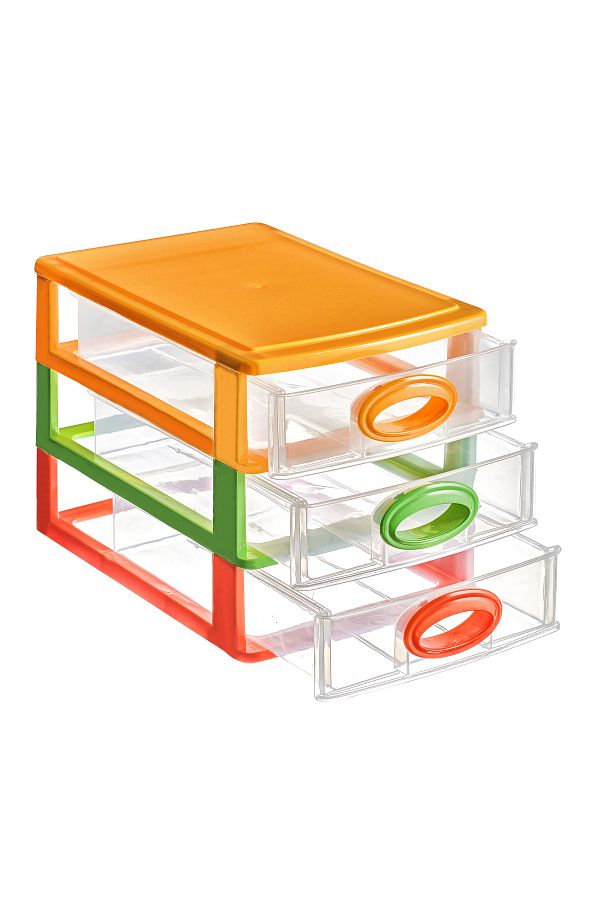 PlastArt-3 Compartment Colorful Drawer |   Drawers Organizer 1