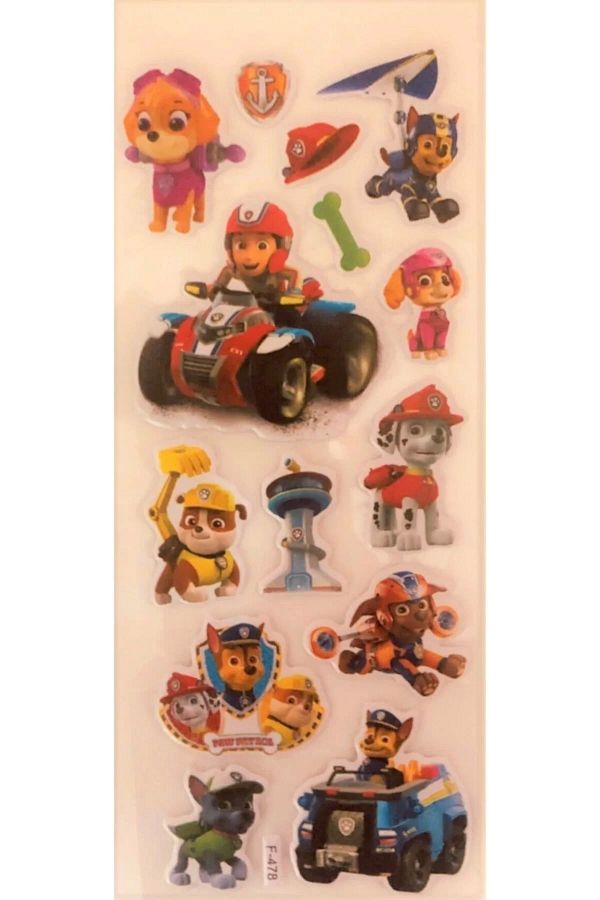 Kumik-Paw Patrol Characters Set of 3 Stickers Chase, Marshall, Zuma, Skye, Rubble, Rocky 1