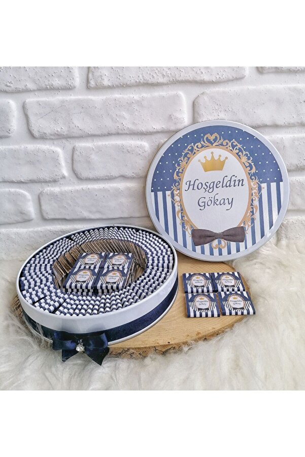 BUGİTO 100 Adet İsme Özel Erkek Bebek Doğum Sünnet Hatırası Hediyelik Çikolata