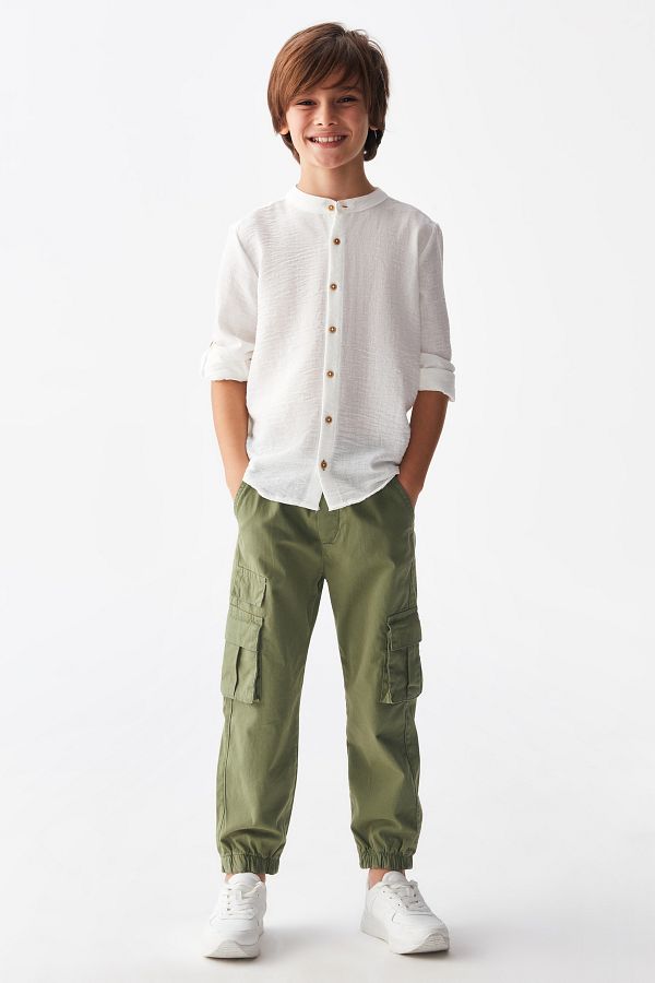 Nk Kids Boy s stylish and comfortable two piece suit Shirt Cargo Pants Trendyol