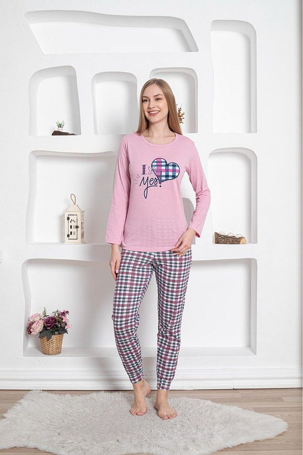 Farya Home-Dreamy Cotton Long Sleeve Patterned Pajama Set with Cuffed Legs 1