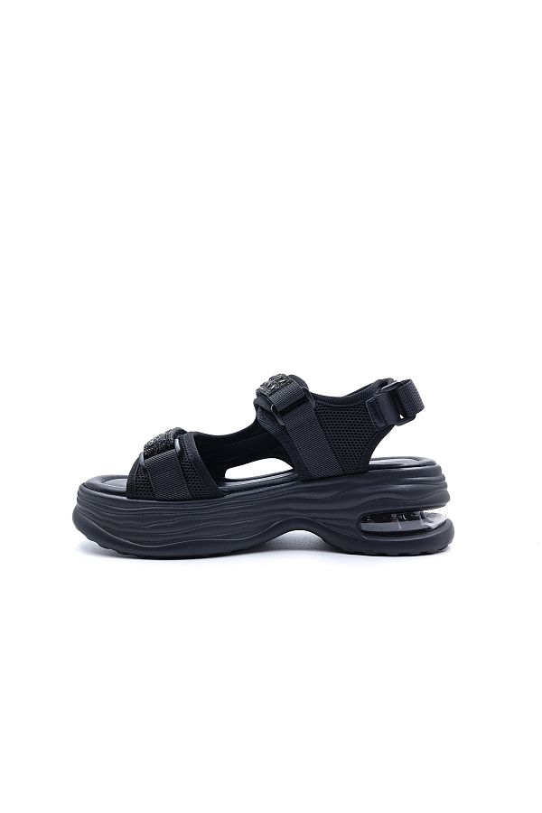 Guja Wedge Sole Stoned Velcro Black Stylish Sports Women s Sandals Trendyol