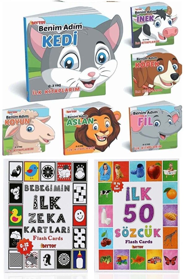 Diytoy Eğitim Seti 50 Sözcük Bebeğimin Ilk Zeka Kartları Ve Ben Kim Şekilli Kitaplar