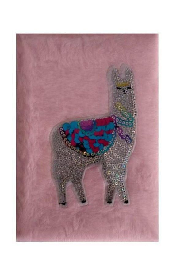 Mikro-Plush Pink Lama Sequin Keepsake Notebook - Pls15 1