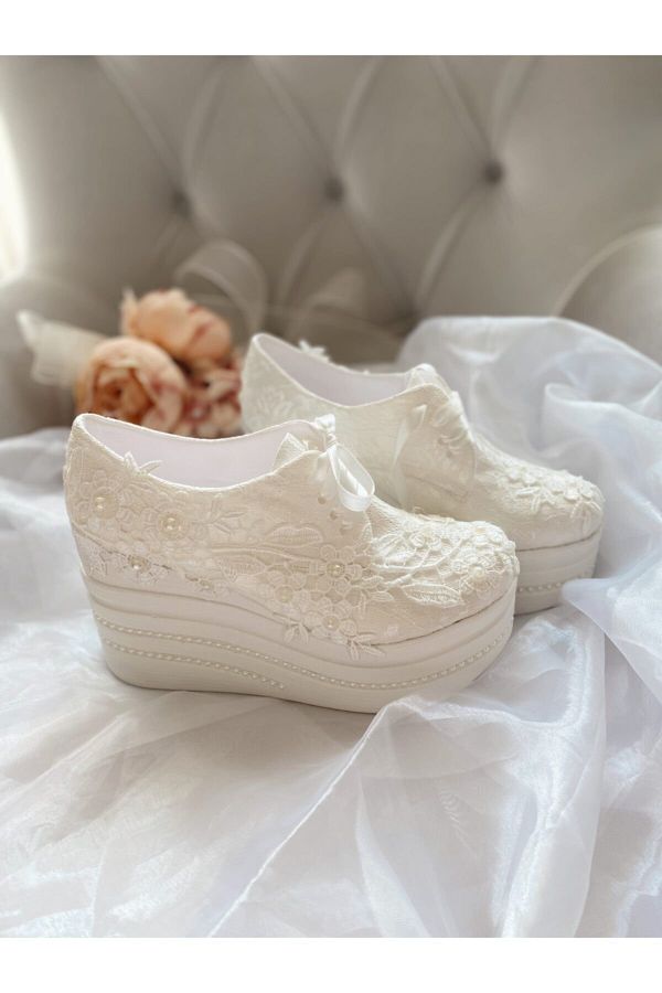 ESLEM AYAKKABI Women s Pearl Wedge Heel Comfortable Wedding Dress Shoes Esl01 Trendyol