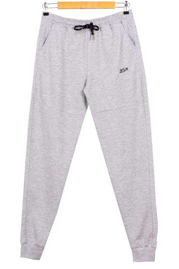 BSM High Quality Cotton Gray Sports Sweatpants Pockets and Elastic Legs Trendyol