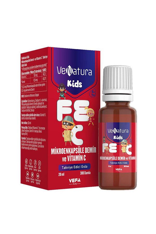 VeNatura-Iron and Vitamin C Food Supplement with Microen Capsule for Children - 20 ml 1