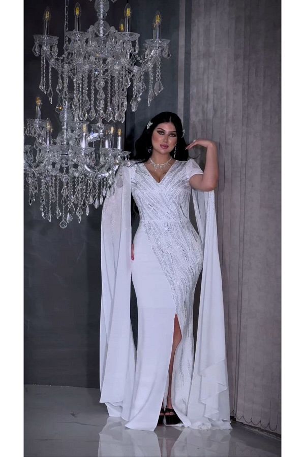 Formal dress with cape sleeves shop