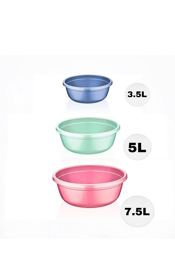 TAKYAKA-3-Piece Colorful Dough Basin Set Without Lid 3.5 LT- 5 LT- 7.5 LT 1