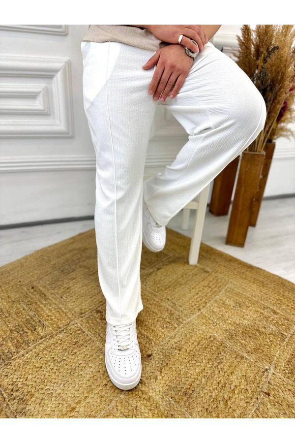 elkumoda-Pants Linen Natural Cotton Blended Loose Sweatpants Comfortable Fit Trousers 1