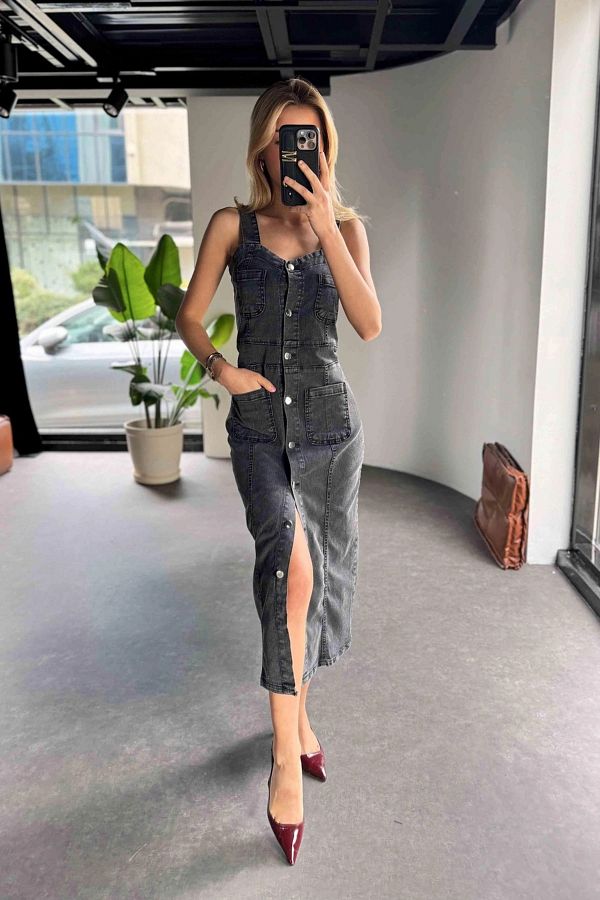 Denim dress strappy new arrivals