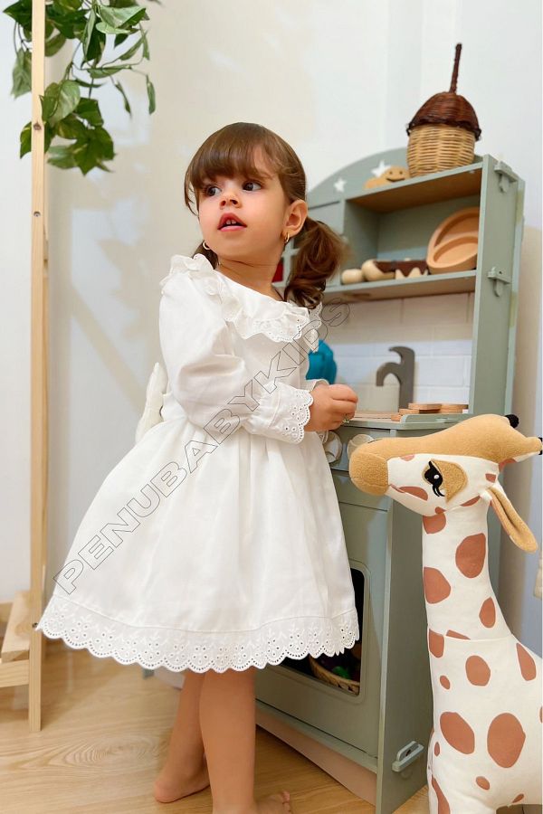 White long sleeve baby dress top